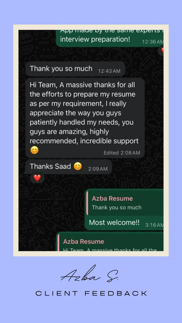 Expert Resume client feedback 13